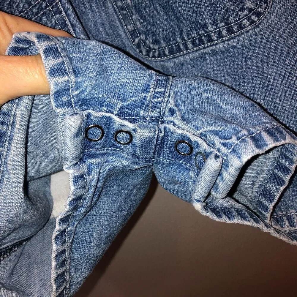 Oshkosh B'Gosh 12 Months Baby Girl Denim Short Overalls Vestbak Button Shortalls